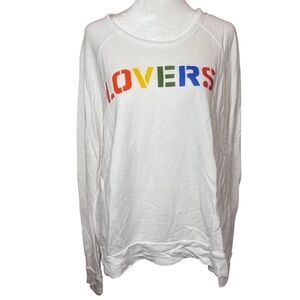 Sundry Anthropologie LOVERS Pullover Terry Rainbow Top Women Sweatshirt Sz Med 2